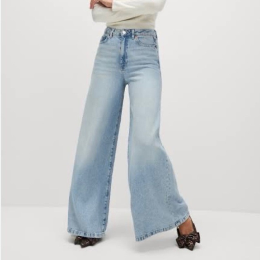 Women's Light Blue Palazzo Wide-Leg Jeans